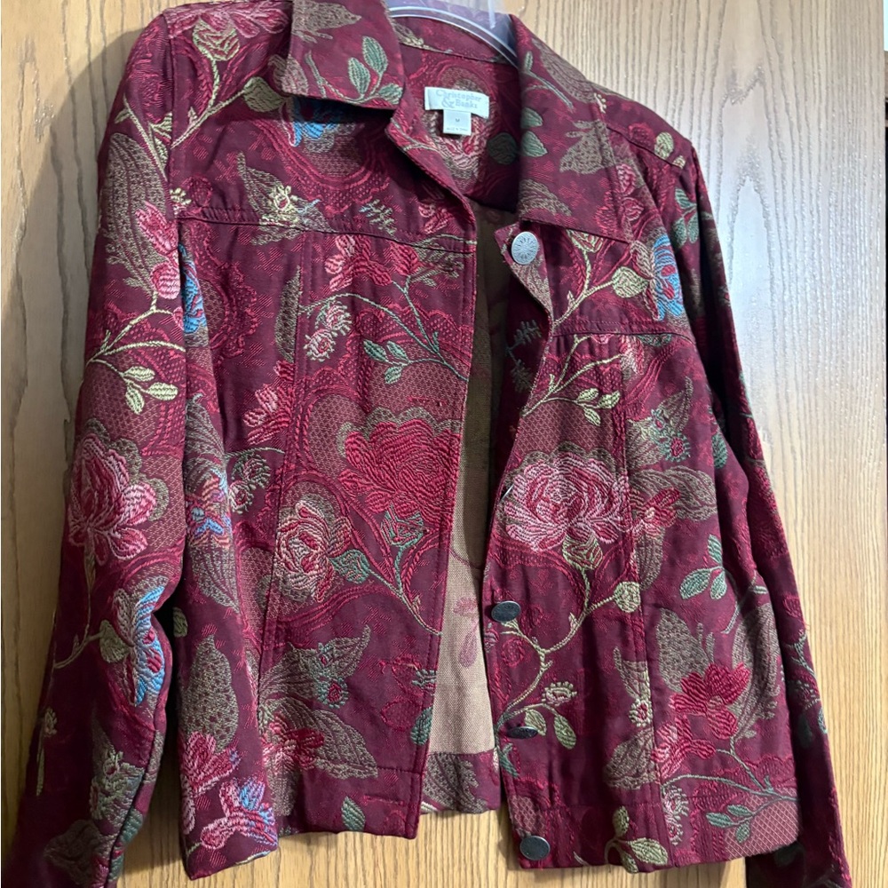 Christopher & Banks Red Floral Blazer